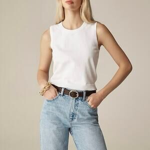 NWT J.Crew Jackie Sweater Shell Premium Ultra Fine Cotton White Size Small